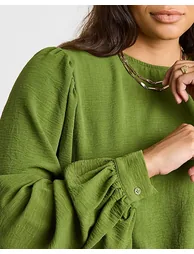 Olive Exaggerated Sleeve Blouse - 2