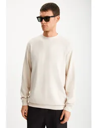 GUILHERME Men's 100% Cotton Knitted 3 Yarn Warm Regular Vanilla Sweatshirt with Raised Inside - 1
