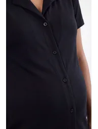 Maternity Short Sleeve Nightie - black - 2