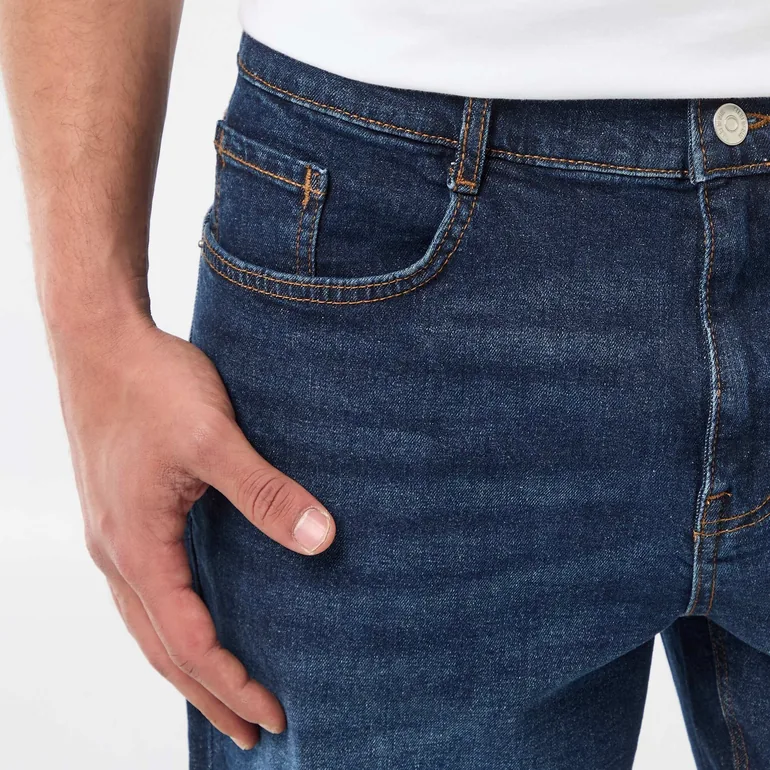 Slim Fit Denim Bermuda Shorts BLUE - 5