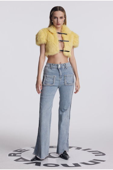 Amytis Faux Fur Cutout Crop Top product thumbnail 3