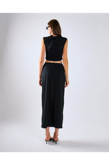 Black Low-Waist Column Maxi Skirt product thumbnail 2