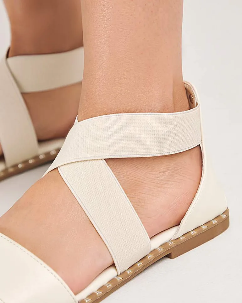 Stretch Cross Upper Flat Sandal Ex Wide - 3