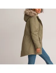 Recycled Warm Hooded Parka with Faux Fur Trim - 1