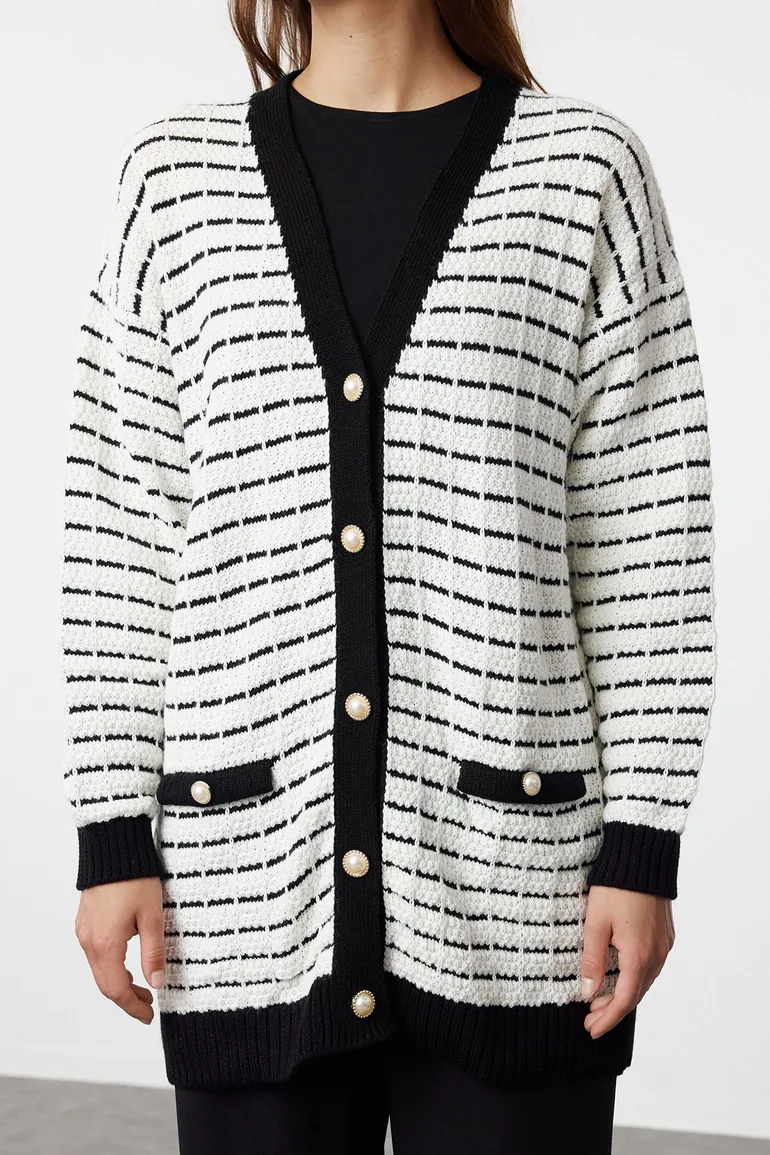 Black Jacket Look Knitwear Cardigan - 4