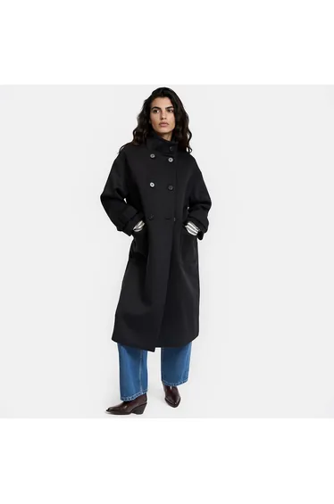 Double-Breasted High Neck Coat