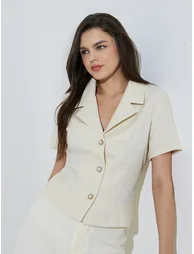 Cream Regular Fit Buttoned Blazer - 2