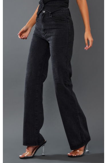 Tall Washed Black Straight Leg Denim Jeans product thumbnail 2