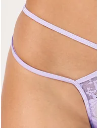 All Over Lace Ruched Tie High Slit Slip Dress and Thong Set - 2