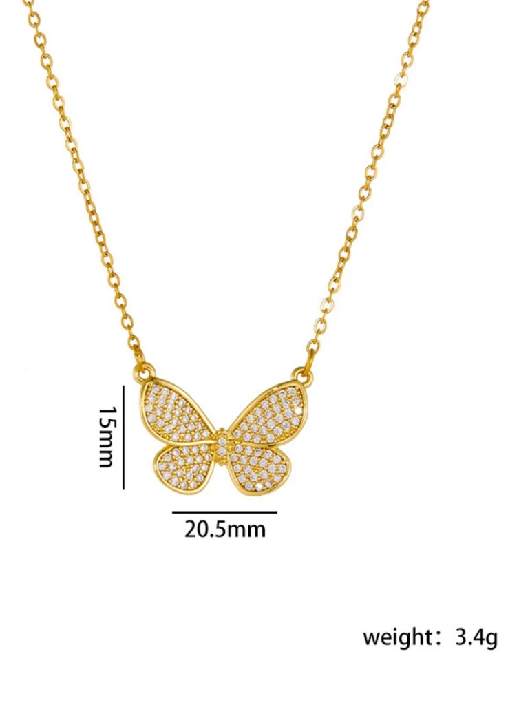 Gold Butterfly Pendant Necklace - 4