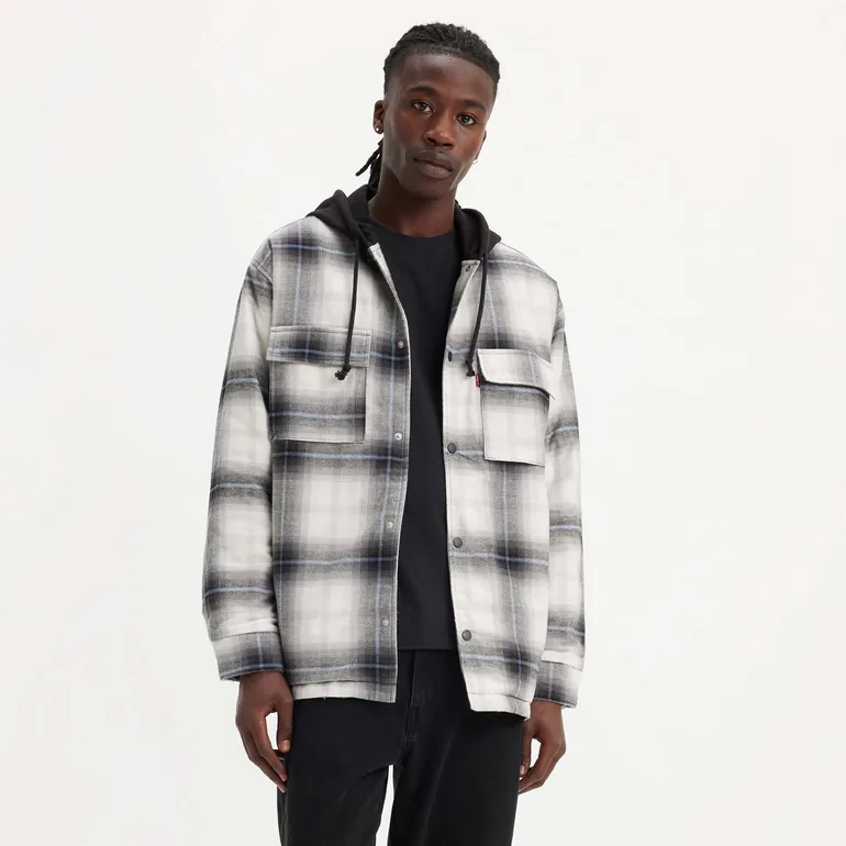 Men's Levis Hooded Jack Worker Overshirt in Grey