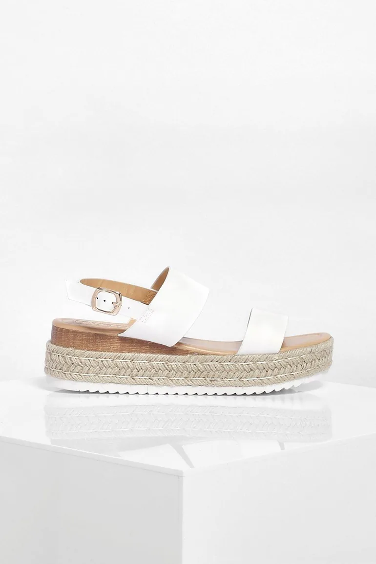 Double Strap Espadrille Flatforms - white - 1