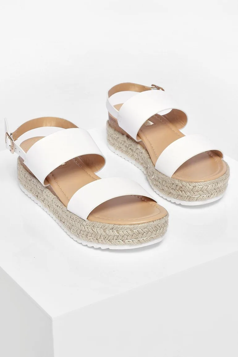Double Strap Espadrille Flatforms - white - 2