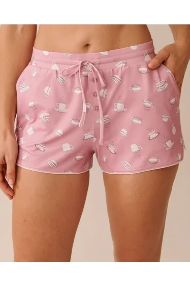 Coffee Cup Print Super Soft Pajama Shorts