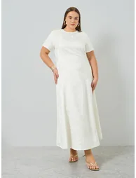 Plus Size Jacquard A-Line Maxi Dress