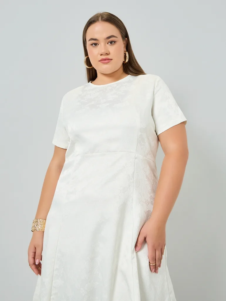 Plus Size Jacquard A-Line Maxi Dress - 2