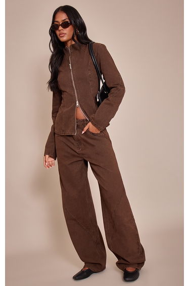 Tall Chocolate Seam Detail Barrel Jeans