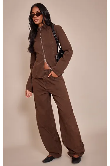 Tall Chocolate Seam Detail Barrel Jeans