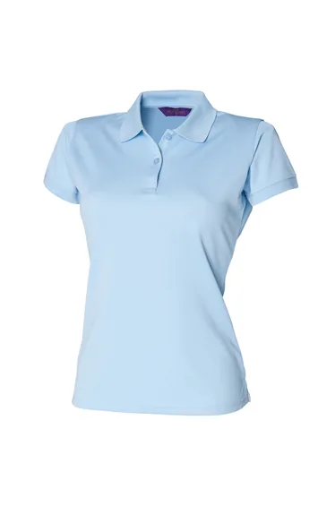 Henbury Womens/Ladies Coolplus® Fitted Polo Shirt - Light Blue