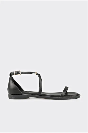 Black Leather Women's Sandals