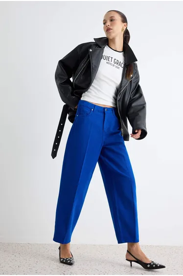 Saks High Waist Barrel Jeans