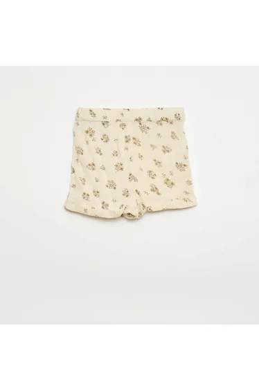 Patterned Cotton Gauze Shorts BEIGE