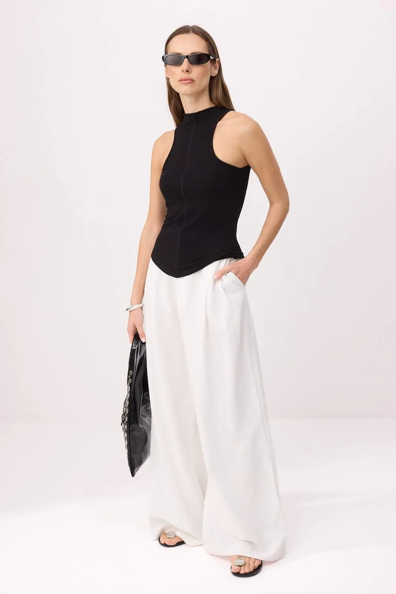 Black Fitted/Bodycon High Neck Sleeveless Soft Knitted Undershirt