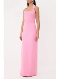 Light Pink Straight Bodycon Woven Finike Maxi Evening Dress & Graduation Gown - 2