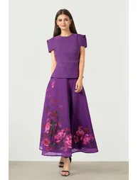 Printed Organza A-Line Skirt - 1