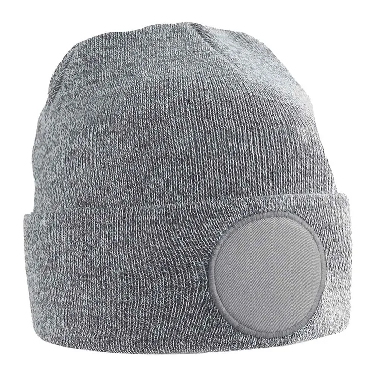 Beechfield Circular Patch Beanie - Heather Grey - 1