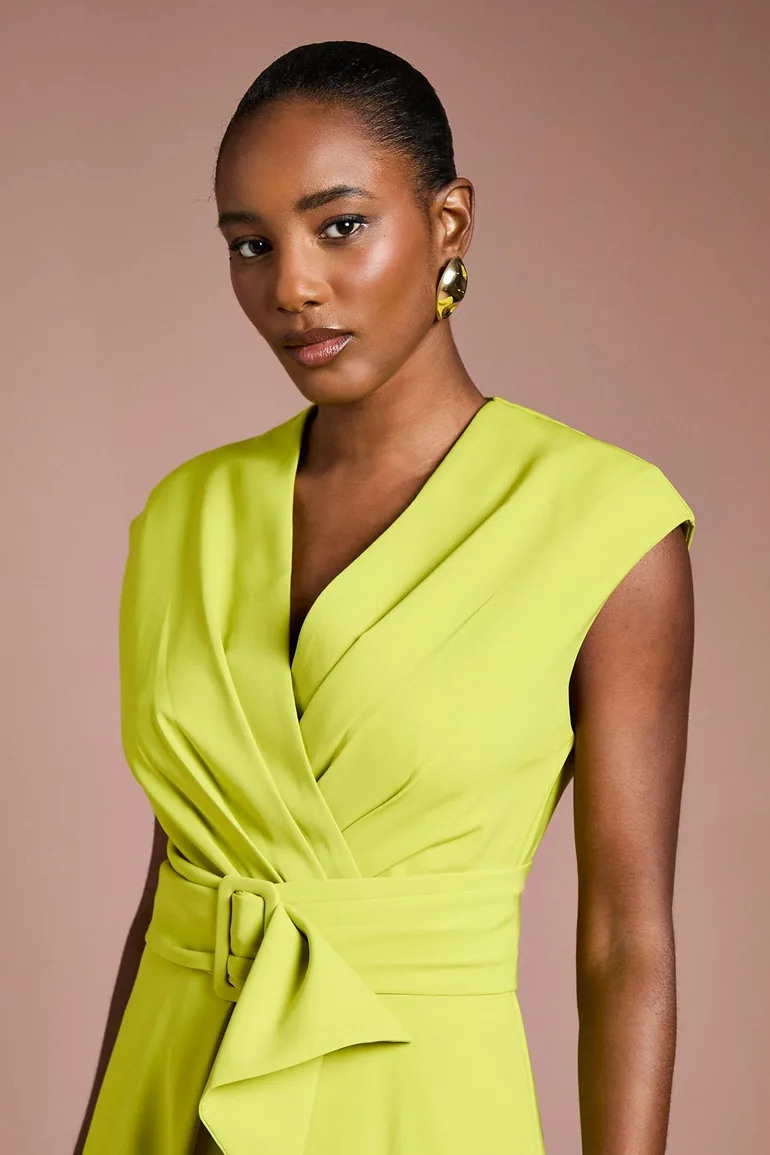 Belted Crepe Dress - 3