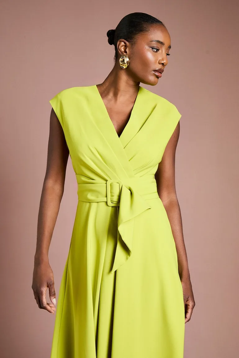 Belted Crepe Dress - 1