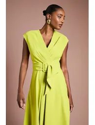 Belted Crepe Dress - 1