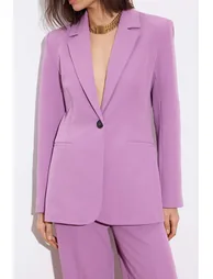 Lilac Fitted Lined Padded Woven Blazer Jacket - 3