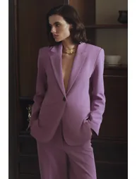 Lilac Fitted Lined Padded Woven Blazer Jacket - 4