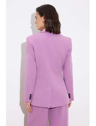 Lilac Fitted Lined Padded Woven Blazer Jacket - 2
