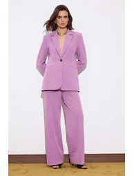 Lilac Fitted Lined Padded Woven Blazer Jacket