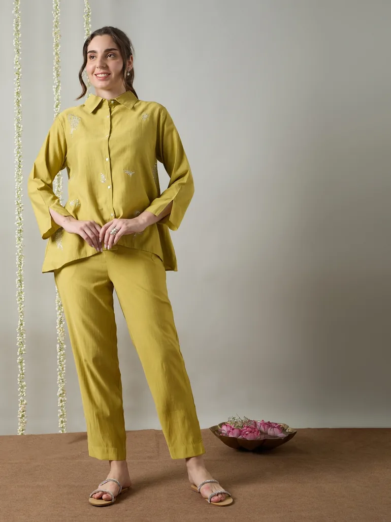 Embroidered Co-ord Set with 3/4 Sleeves - 5