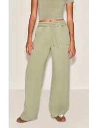 Olive Washed Wide Leg Joggers - 1