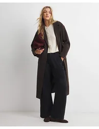 Chocolate Midaxi Faux Wool Coat