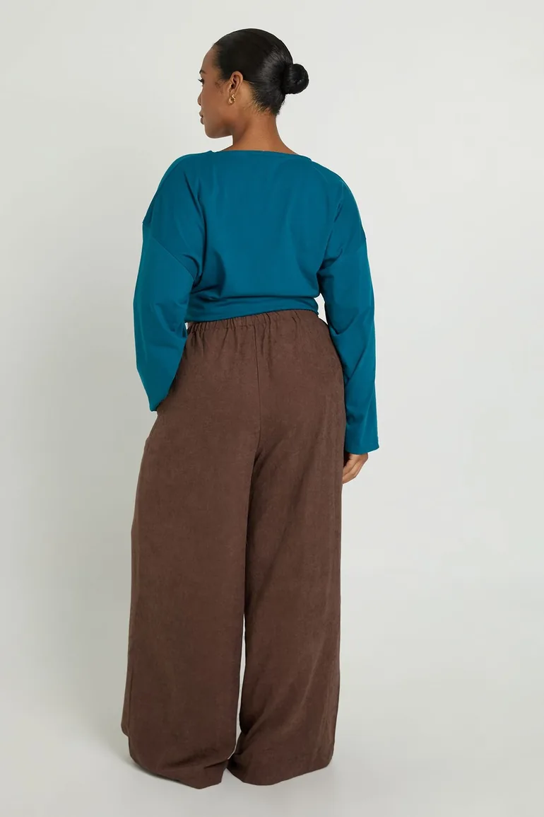 Plus Peached Wide Leg Trouser - chocolate - 2