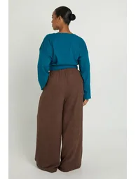 Plus Peached Wide Leg Trouser - chocolate - 2