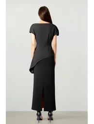 Asymmetric Black Jersey Top - 5