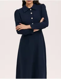 Petite Lucia Crepe Collared Midi Dress - 5
