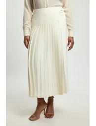 Plus Size Satin Tux Tailored Pleated Skirt - 2