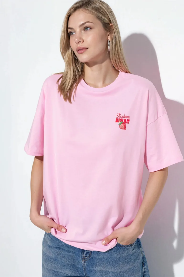 Oversized Printed Crew Neck T-Shirt