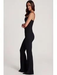 Corset Flared Jumpsuit in Black - 3