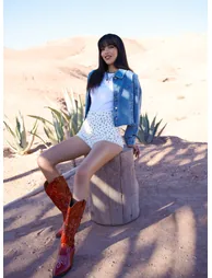 Ditsy Print Shorts with Lace - 5