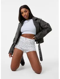 Ditsy Print Shorts with Lace - 1