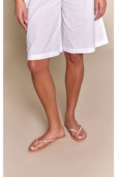 Pink Embellished Toe Thong Flat Sandals